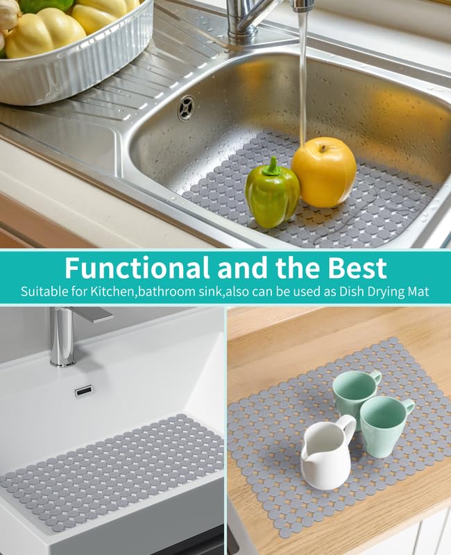 2 Pack Kitchen Sink Mat (Solid Grey)