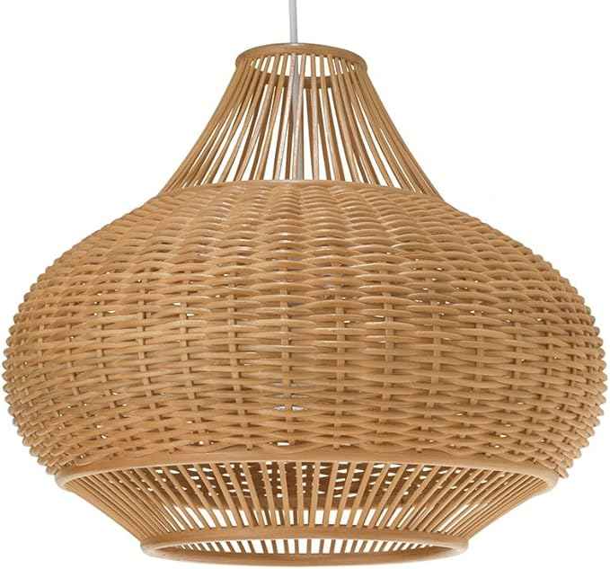 KOUBOO 1050029 Wicker Pear Pendant Lamp, 18" x 18" x 15", Natural