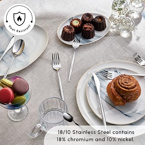 Lizbon - 18/10 Stainless Steel Silverware Set for 12, 60 Piece Heavy Duty Flatware Set, Dishwasher Safe Modern Cutlery incl. Kitchen Forks, Spoons, Knives Eating Utensils Sets - Platin (Lizbon 60-Piece / 60-Piece)