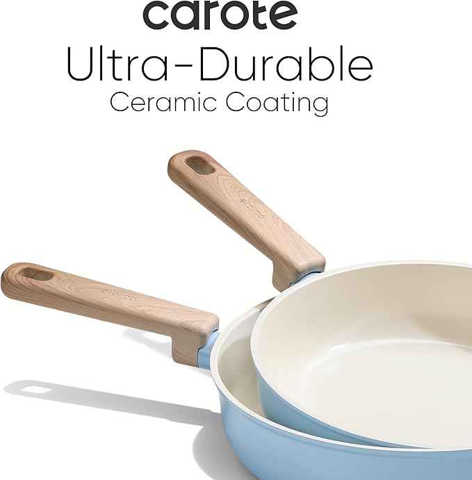 CAROTE 24pcs Ceramic Cookware Set, Pots and Pans Non Stick Kitchen Cookware Sets, Pots and Pans Set Cooking Set with Knife Set