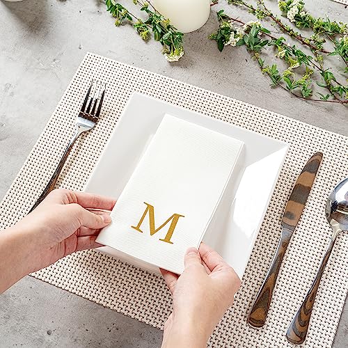 Paper Rectangle Gold Letter M Linen (Gold / 2000 Count / M)