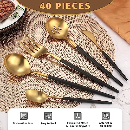 5pcs Matte Black Gold Serving Set (Blackgold / 5-piece)