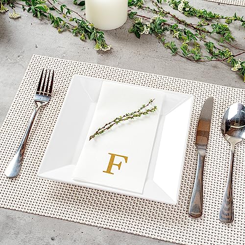 Paper Rectangle Gold Letter F Linen (Gold / 2000 Count / F)