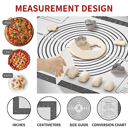 Silicone Baking Mat with Measurement (White-Gray / 26"L x 16"W)