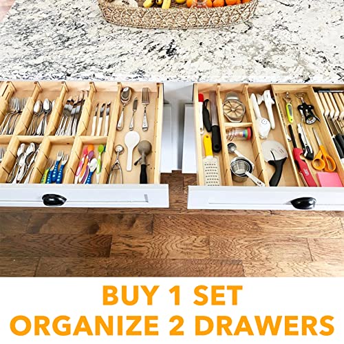 Bamboo Drawer Dividers with Inserts and Labels (17-22 inch)