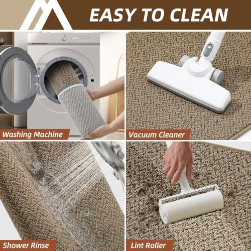 Kitchen Rugs Set of 2 Non (Taupe / 17“x30”+17“x48”)