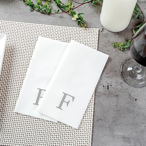 Silver F White Linen Feel Guest Towel Napkin (Silver / 2000 Count / F)