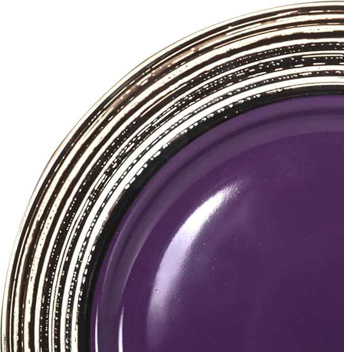 16 Piece Dinnerware Set, Ceramic Plates and Bowls Sets for 4, Microwave and Dishwasher Safe, Handcrafted Tree Bark Series Dish Set, Lavender/Purple