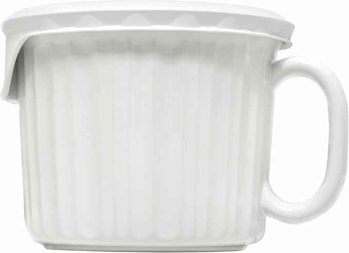 CorningWare 2-Pack 20oz Ceramic Meal Mugs with BPA-Free Vented Lids, French White