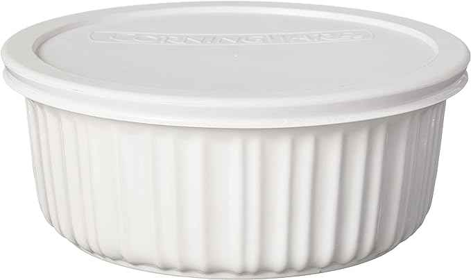 CorningWare French White 7-Pc Ceramic Bakeware Set with Lids Chip and Crack Resistant Stoneware Baking Dish, Microwave, Dishwasher, Oven, Freezer and Fridge Safe