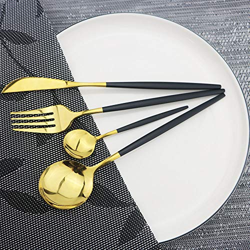 Black GoldSilverware Set (Service for 4 / Black/Gold)
