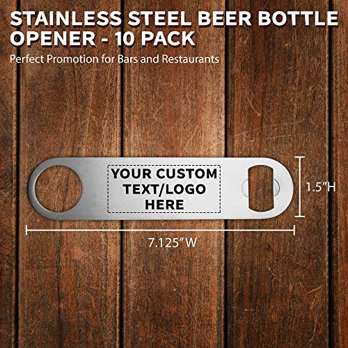 Custom Stainless Steel Beer Bottle Openers Set of 10 (10 Count)