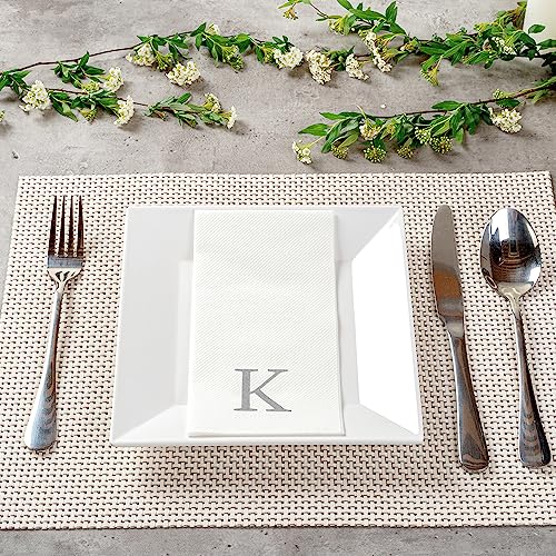 Silver K White Linen Feel Guest Towel Napkin (Silver / 2000 Count / K)