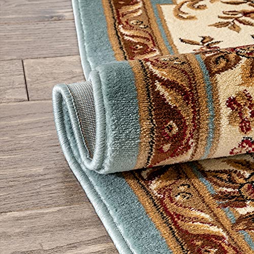 Timeless Collection Le Petit Palais Light Blue 8x10 Luxurious Traditional French Medallion Oriental Area Rug Perfect for Living Room Bedroom or Dining Room Easy (7'10" x 10'6" (Rectangular) / Light Blue)