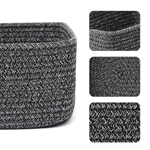 Small Storage Baskets for Organizing (4pcs-L11.5xW7.5xH4.7" / Dark Gray)
