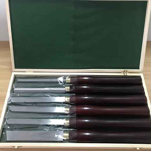 Chisel Sets,Turning Tool,Woodworking Lathe Chisel, 6 Piece Artisan Wood Turning Tools Set, HSS Steel Blades Wood Lathe Chisels, Red Beech Handle Gouge Wooden Case for Storage for The Beginner to Inte