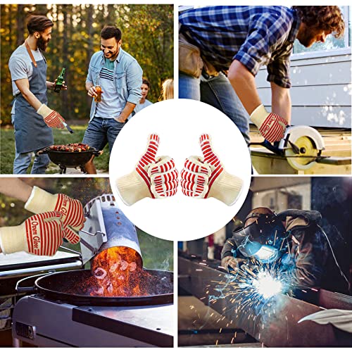 Heat Resistant Oven Gloves with Fingers (Red / One Size Fits Most)
