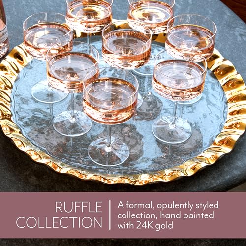 Ruffle 20 Inch Giant Round Platter with 24k Gold (Giant Round Platter)