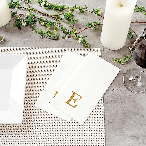 Paper Rectangle Gold Letter E Linen (Gold / 2000 Count / E)
