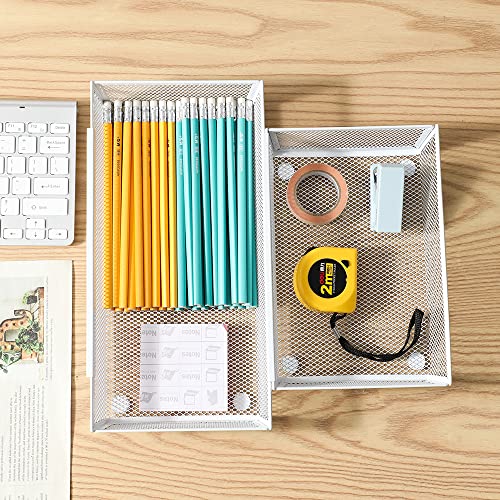 Mesh Tray Kitchen Drawer Utensil Cutlery Tray Office Supplies with Inter (4 Count)