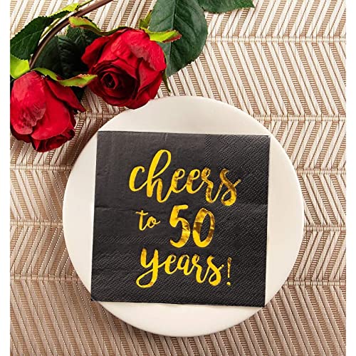 50 Pack Cheers to 50 Years Printed Cocktail Napkins for 50th Birthday and Anniversary (50 Pack)