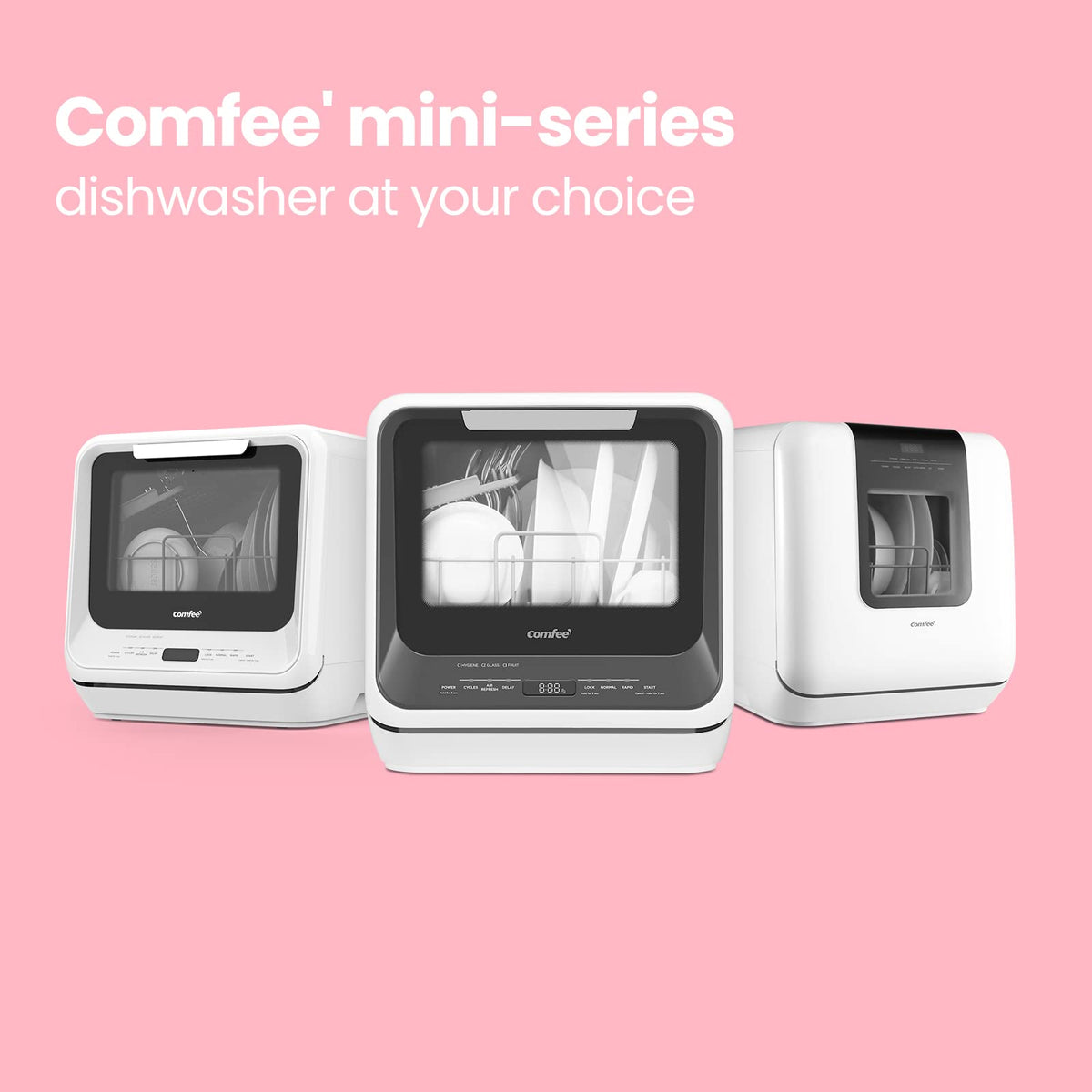 Portable Mini Dishwasher Countertop with 1.32Gal Built (Whole Black)