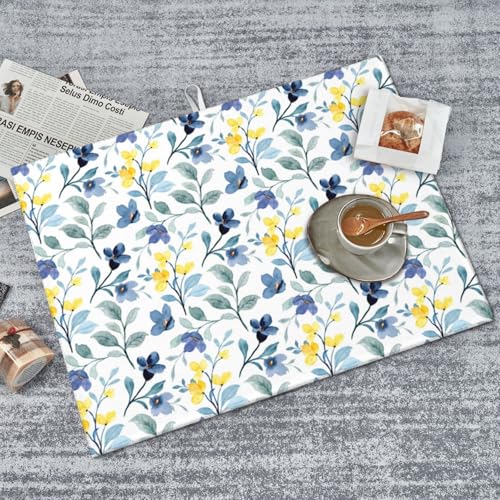 Floral Dish Drying Mat 18x24 for Kitchen Counter (24" x 18")
