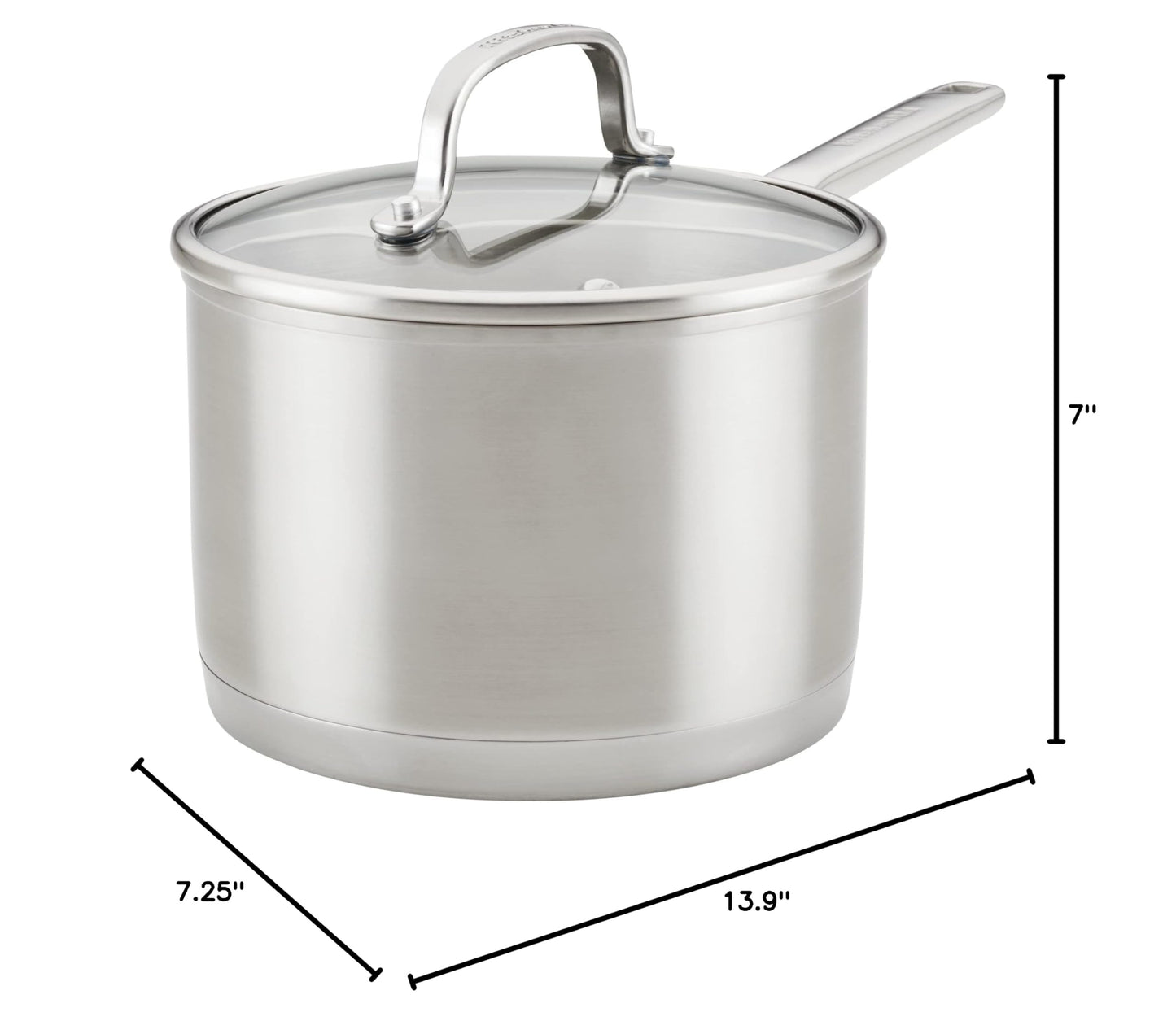 3 Ply Base Brushed Stainless Steel Sauce Pan (Brushed Stainless Steel / 3 Quarts)