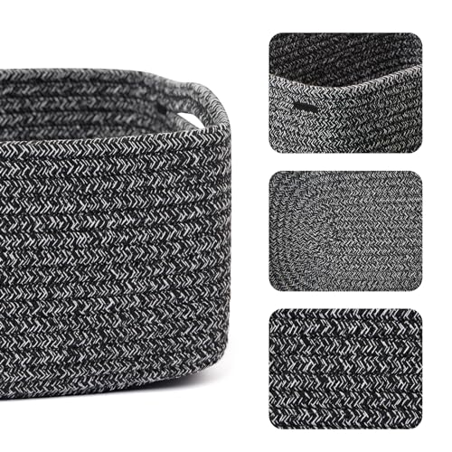 Small Storage Baskets for Organizing (4pcs-L13xW8.5xH5.1" / Dark Gray)
