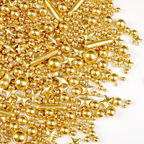 Gold Pearl Star Rods Sprinkles Edible (5.29 Ounce)