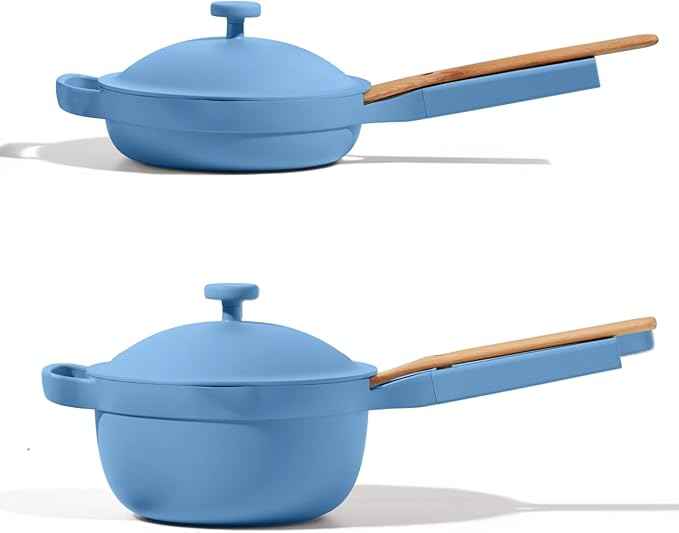 Our Place Mini Cookware Duo | 6-Piece Ceramic Cookware Set with Mini Always Pan & Mini Perfect Pot | Induction & Oven Safe up to 450°F | Nonstick, PFAS-Free Non-Toxic Cookware | Forget-Me-Not Blue