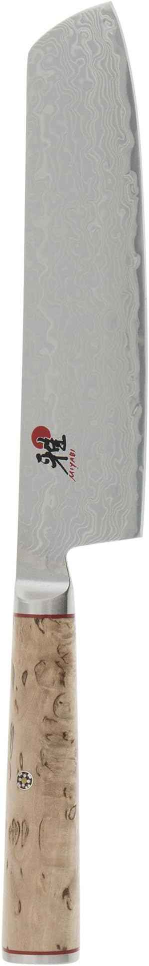 Miyabi Birchwood SG2 Japanese Nakiri Knife, 6.5-inch, Vegatable Kitchen Knife, Karelian Birch Handle, 100-layer flower Damascus pattern, Handcrafted in Seki, Japan
