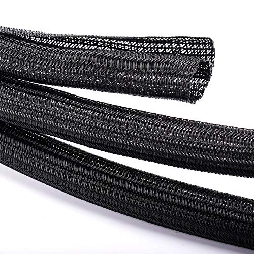 20ft - 4/5 inch Cable Sleeve, Cord Wrap Wire Protector Tubing for Pets, PC Cable Wrap, Computer Cable Management Sleeve - Black (20 Foot)