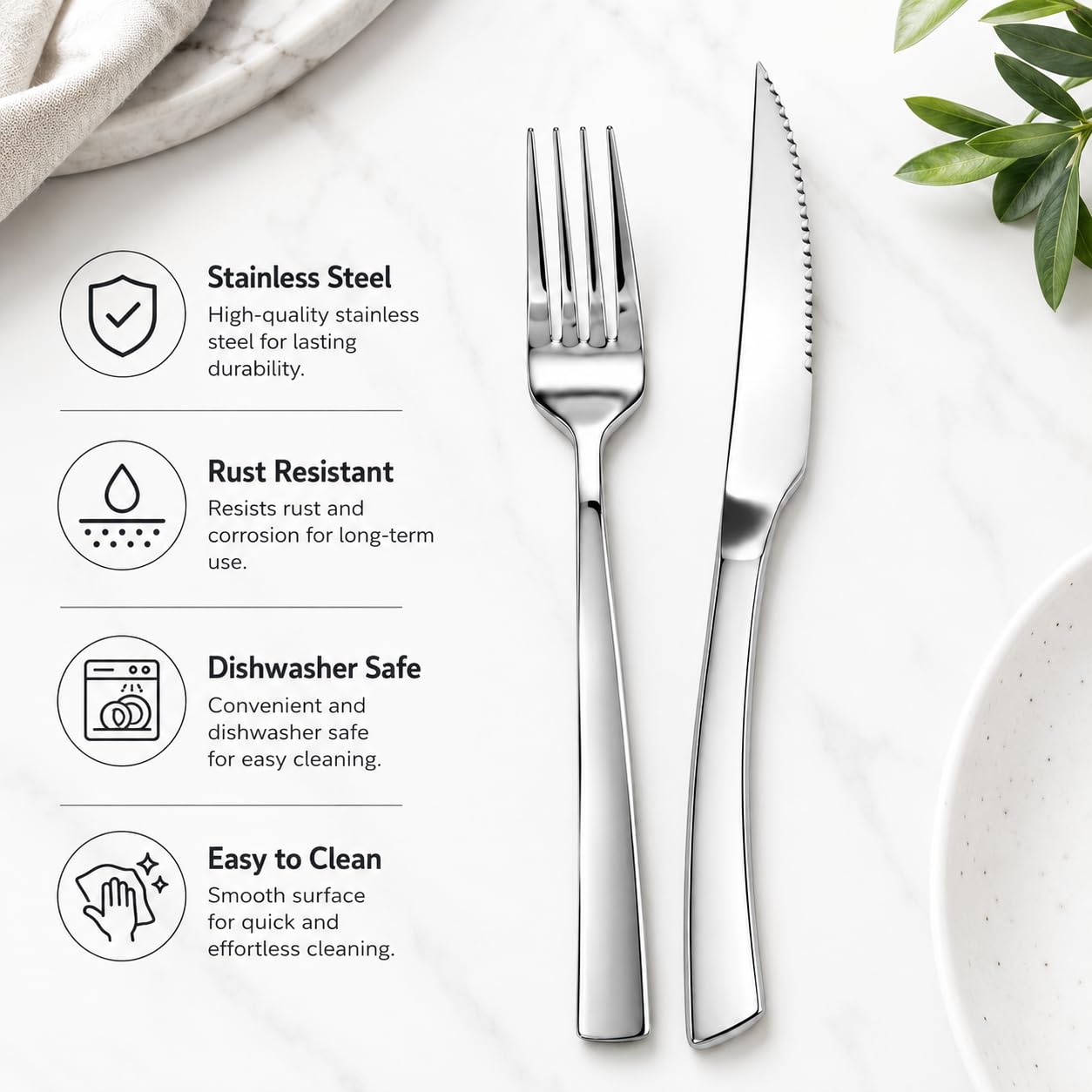 12 Piece Steak Knife and Fork Set for 6 (4.5")