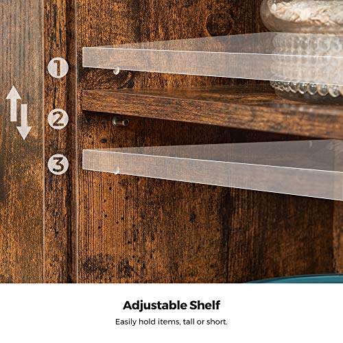Buffet Cabinet (Without Power Outlet and Light / 11.8"D x 27.6"W x 31.5"H / Rustic Brown + Ink Black)