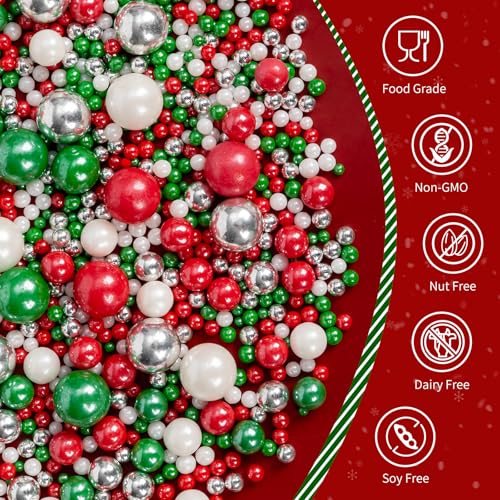 Edible Christmas Sprinkles for Cake Decorating (Christmas Pearl)