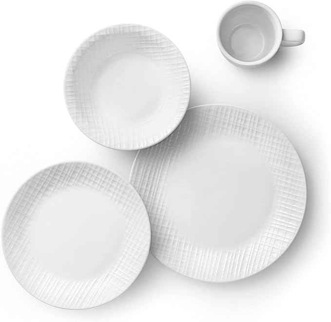 Corelle Linen Weave Embossed 16-Piece Dinnerware Set, Service for 4