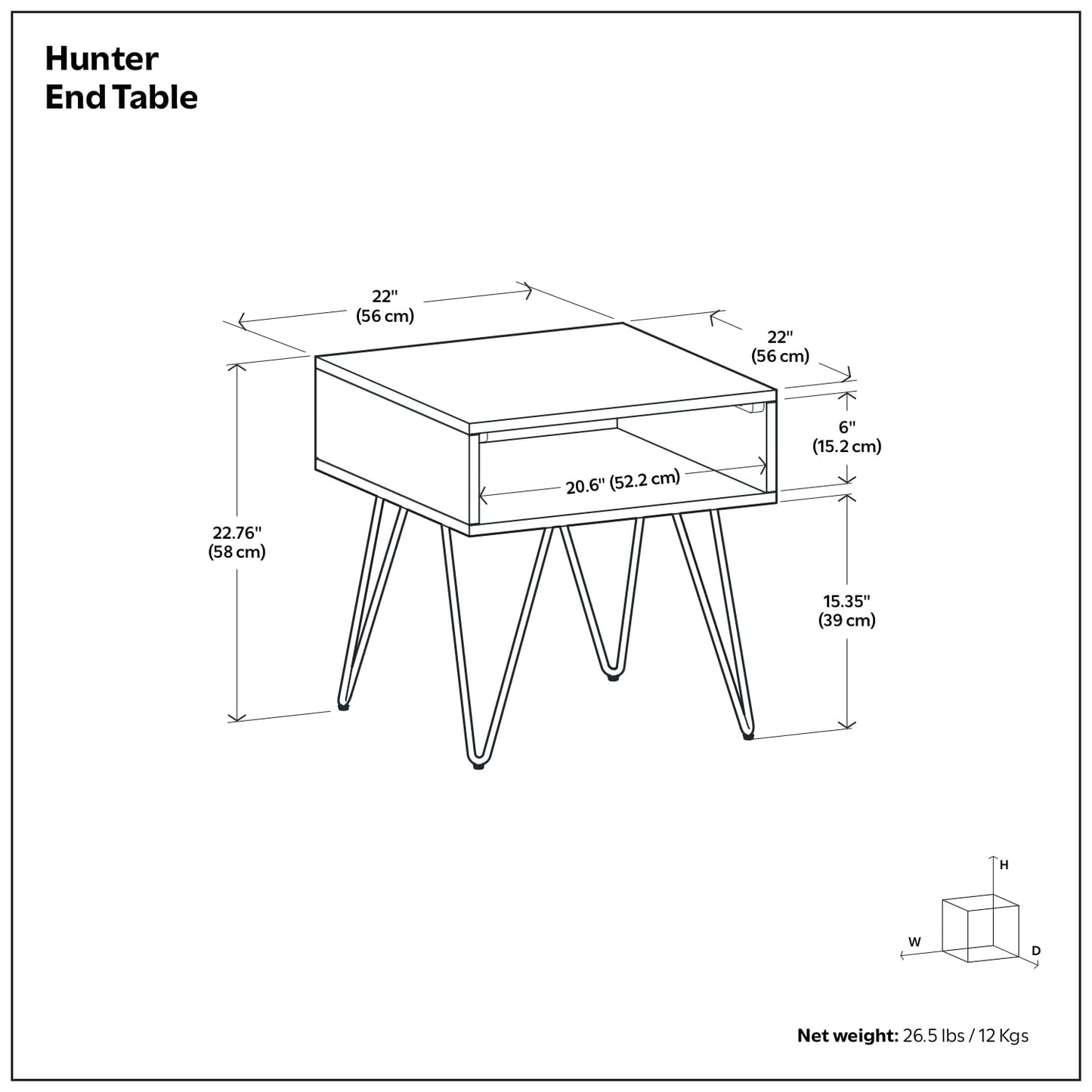 Judson 15" Solid Mango Wood Accent Table in Refined Natural (End Table / 22 inch / Oak Veneer)