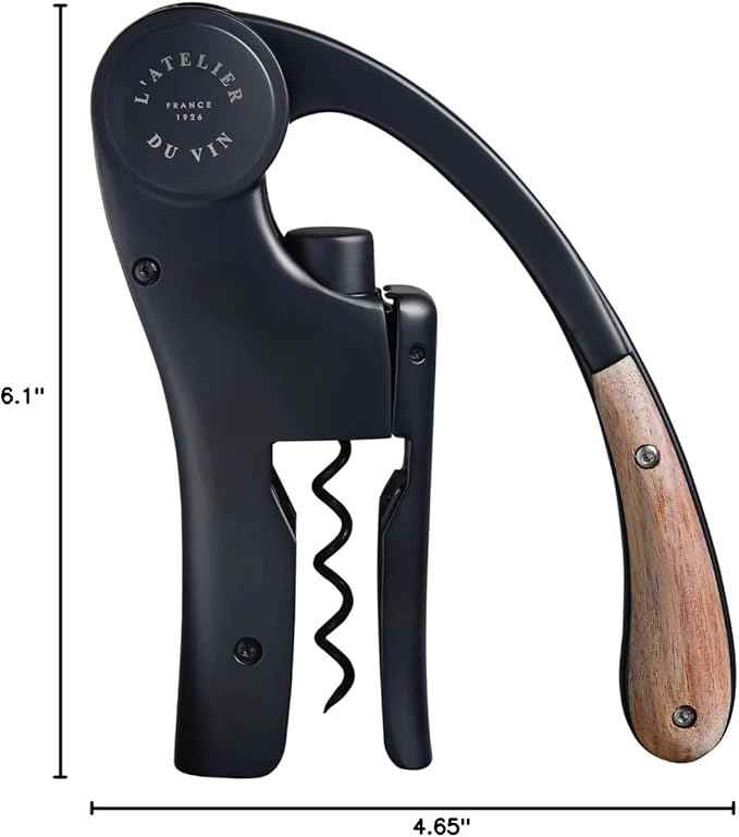 L’Atelier du Vin Oeno Motion Black & Wood Lever Corkscrew | Luxury Wine Bottle Opener Premium Gift Box Hand Made Wine Tasting Accessories, Sommelier, Bartenders, Table Centerpiece Designed In France