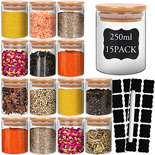 15 Pack 6 oz Glass Jars With Bamboo Lids for Kitchen (6 fl oz (15 pcs))