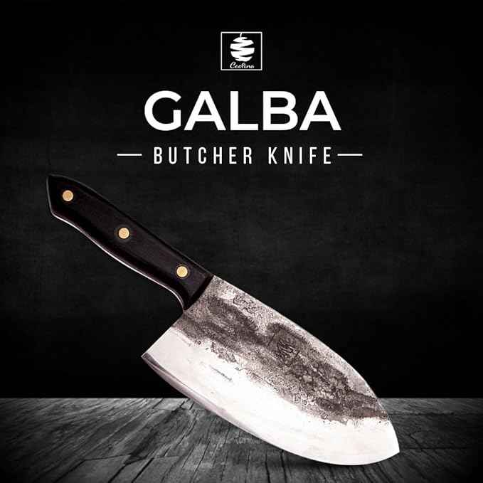 COOLINA Galba Butcher Knife, Full Tang Wide Blade, All-around Kitchen Knife for Meats and Bones