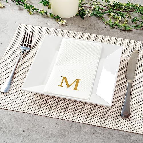 Paper Rectangle Gold Letter M Linen (Gold / 2000 Count / M)