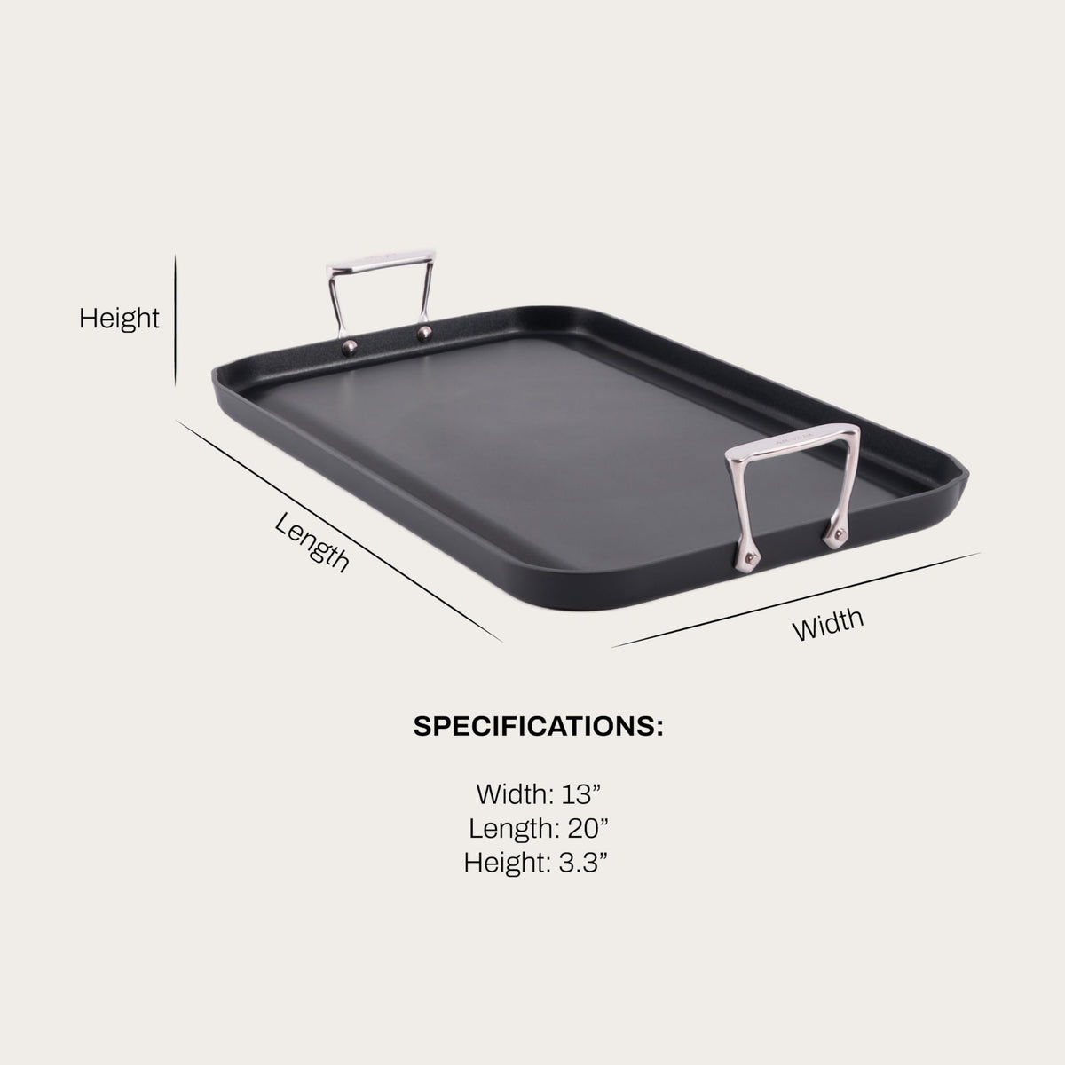 HA1 Hard Anodized Nonstick Griddle Pan For Stovetop 13 x 20 Inch (Griddle / 13" x 20" Double burner)