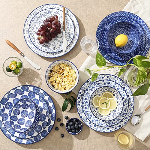 Ceramic Dinnerware Sets (Vintage Blue / 12 Pieces)