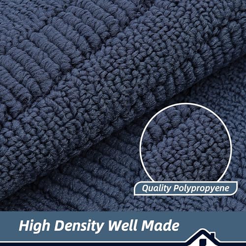24x36 Inch Kitchen Rugs Non Slip Washable Sink Rug (2' x 3' (Semicircular) / Navy Blue)