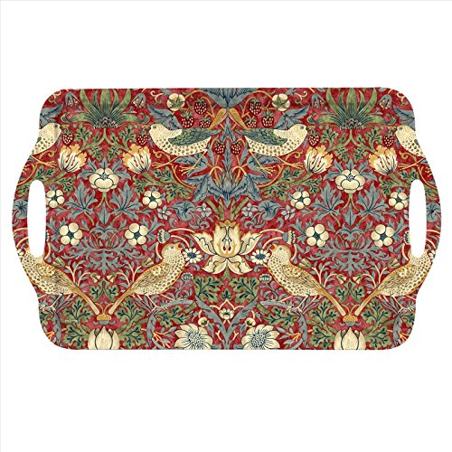 Morris & Co Strawberry Thief Red Large Handled Tray (18.9" x 11.6" x 1" / Red Strawberry Thief)