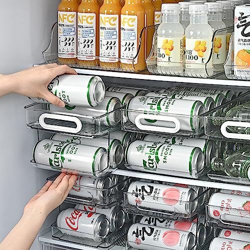 Upgrade 2 Tier Rolling Soda Can Storage Organizer for Tall Skinny Soda