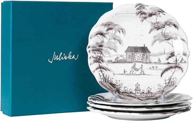 Juliska Country Estate Party Plate Assorted Set/4 - Flint Grey