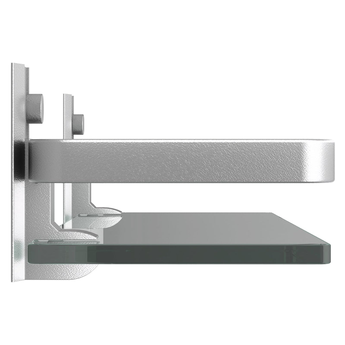 Clear Tempered Glass Wall Shelf (Silver / Single Shelf)