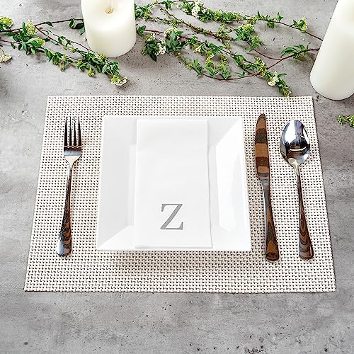 Silver Z White Linen Feel Guest Towel Napkin (Silver / 2000 Count / Z)